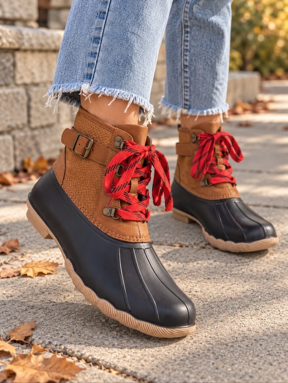 Maurices Jade Side Buckle Lace Up Duck Boot Size 8